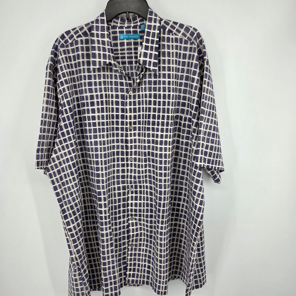 NWT Tori Richard Men's 3XL Button Down Shirt Sky Bar Grape Print Camp Casual